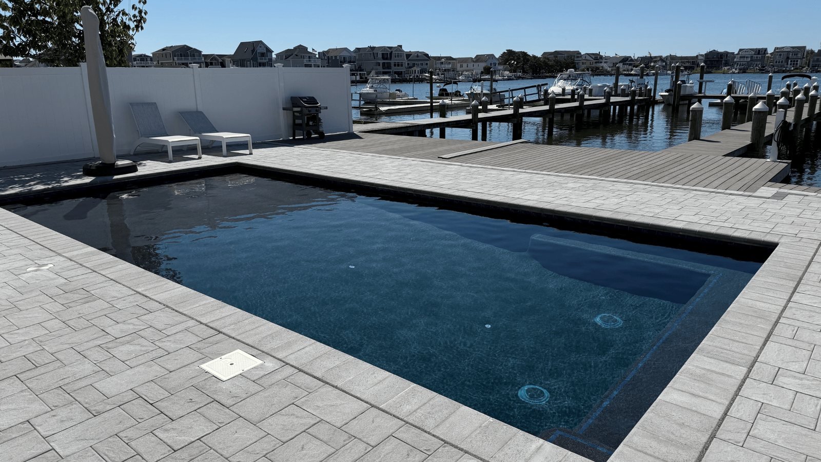 Waterfront modern pool installation in North Jersey