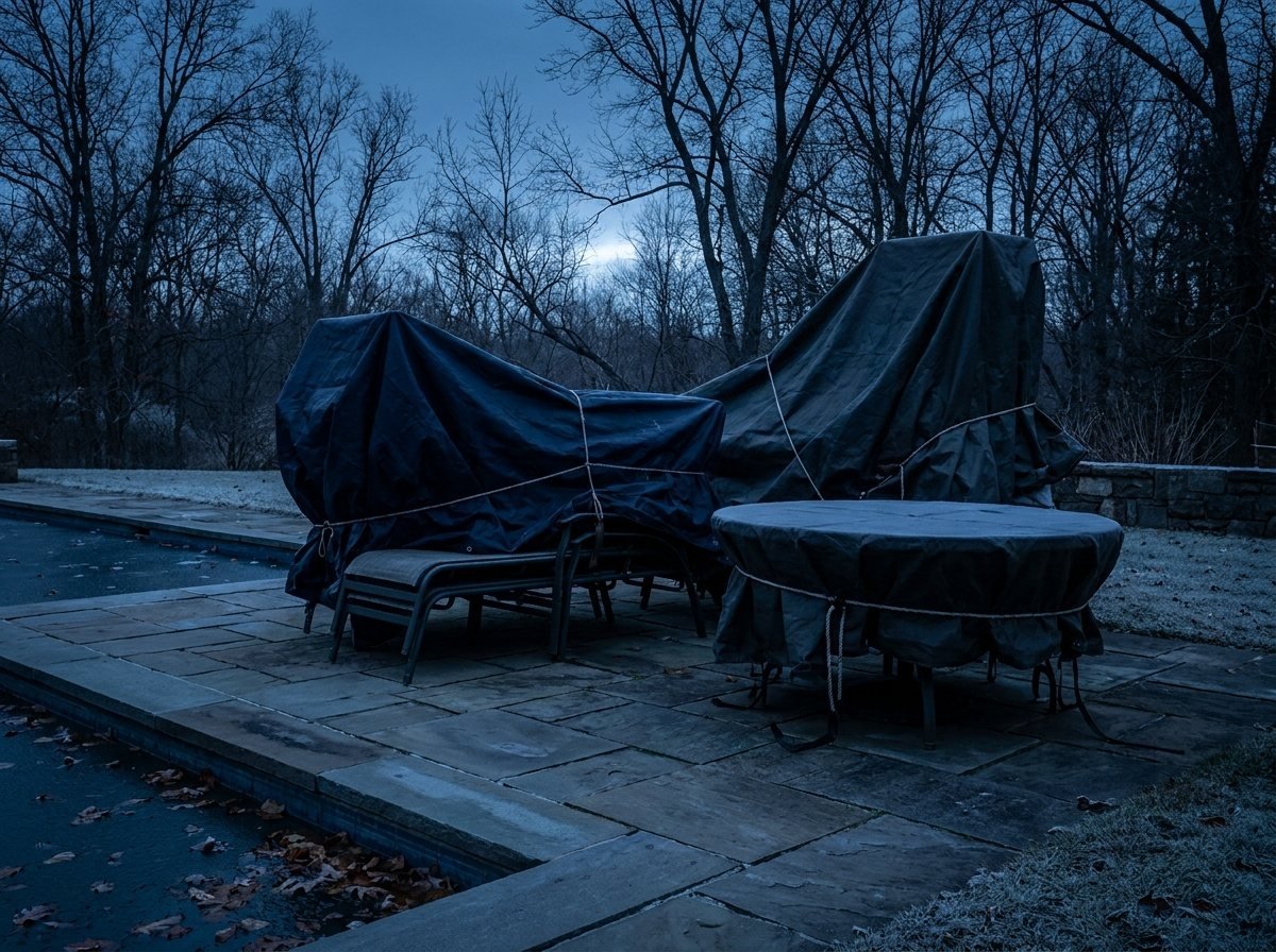 Patio furniture shrink wrapping in Wayne NJ, outdoor furniture sealed for winter storage